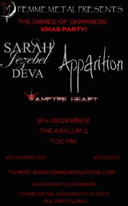 The Dames of Darkness Xmas Party flyer